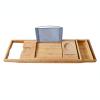 Bamboo Bath Caddy Tray for Tub,Removable Bathtub Trays,Expandable Bathtub Tray with Wine Glass Holder and Book Stand view 1