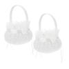 SHOWERORO Flower Girl Baskets for Wedding 2 Pack Rose Petal Baskets Handmade Embroidery view 1