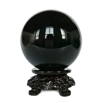 Bxzpzplj Crystal Ball Natural Obsidian Crystal Ball Office Auspicious Ball Feng Shui Ball Stone Polished Auspicious Gift Decoration Decorative Ball (Size : 10cm)