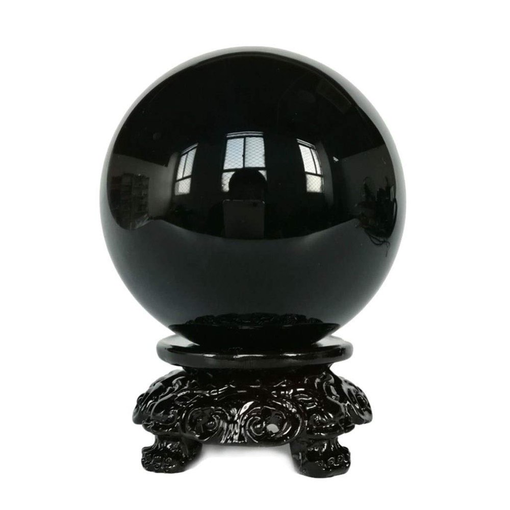 Bxzpzplj Crystal Ball Natural Obsidian Crystal Ball Office Auspicious Ball Feng Shui Ball Stone Polished Auspicious Gift Decoration Decorative Ball (Size : 10cm)
