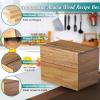 DRASTAR Recipe Card Box, Acacia Recipe Holder 4x6, Recipe Organizer with 50 Cards and 6 Dividers& Silverware Holder,Acacia Wooden Utensil Caddy view 3