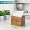 DRASTAR Recipe Card Box, Acacia Recipe Holder 4x6, Recipe Organizer with 50 Cards and 6 Dividers& Silverware Holder,Acacia Wooden Utensil Caddy view 4