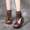 DDWRGD Women's Platform Outdoor Sandal Boots Wedge Bottom Fashion High Top Sandals Open Toe Boot Sandals for Women (Brown,6.5-7) view 4