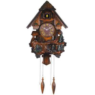 JOMRTS Cuckoo Clock - Battery Operated - Handcrafted Wood Cuckoo Clock W/Adjustable Volume,Night Sensor, Real Wood