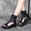 DDWRGD Women's Platform Outdoor Sandal Boots Wedge Bottom Fashion High Top Sandals Open Toe Boot Sandals for Women (Black,4.5) view 3