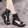 DDWRGD Women's Platform Outdoor Sandal Boots Wedge Bottom Fashion High Top Sandals Open Toe Boot Sandals for Women (Black,4.5) view 4
