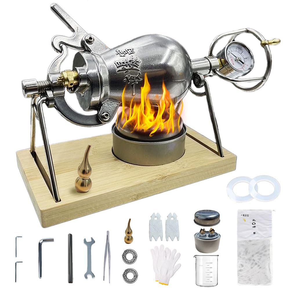 280ml Chinese Popcorn Machine, Hand Chinese Popcorn Maker, Chinese Popcorn Cannon with Safety Valve, Mini Popcorn Machine, Stainless Steel Popcorn Popper for Family Gathering Party Fun