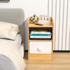 Talent Star Nightstand, Bedroom Nightstand with Drawer and Storage Shelf,Rustic End Bedside Furniture Small Dresser for Bedroom Couch Table Wooden Bedside Table for Living Room Wooden Color view 2
