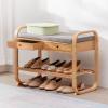 YUGXTH Bamboo Shoe Bench, Entryway Shoe Storage Bench with Seat Cushion, Hidden Drawer and Open Shelves, Multi-Function Shoe Organizer Rack, for Bedroom End of Bed, Living Room, Entryway(41.3"/105cm) view 1