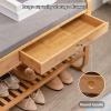 YUGXTH Bamboo Shoe Bench, Entryway Shoe Storage Bench with Seat Cushion, Hidden Drawer and Open Shelves, Multi-Function Shoe Organizer Rack, for Bedroom End of Bed, Living Room, Entryway(41.3"/105cm) view 4