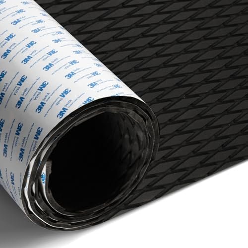 Fullfire Boat Flooring EVA Foam Decking Sheet, Black Deck Flooring with Self-Adhesive Backing Marine Carpet for Bass Jon Pontoon Boats Yacht Kayak RV Floor 94" x 47"