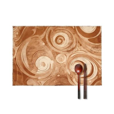 DJUETRUI Placemats for Dining Table Set of 6 Heat Resistant Table Mats 12 X 18 in Non-Slip Place Mats Sepia Circle Swirl Wipeable Dining Table Mats for Party Kitchen Dining Decor, 30x45cm