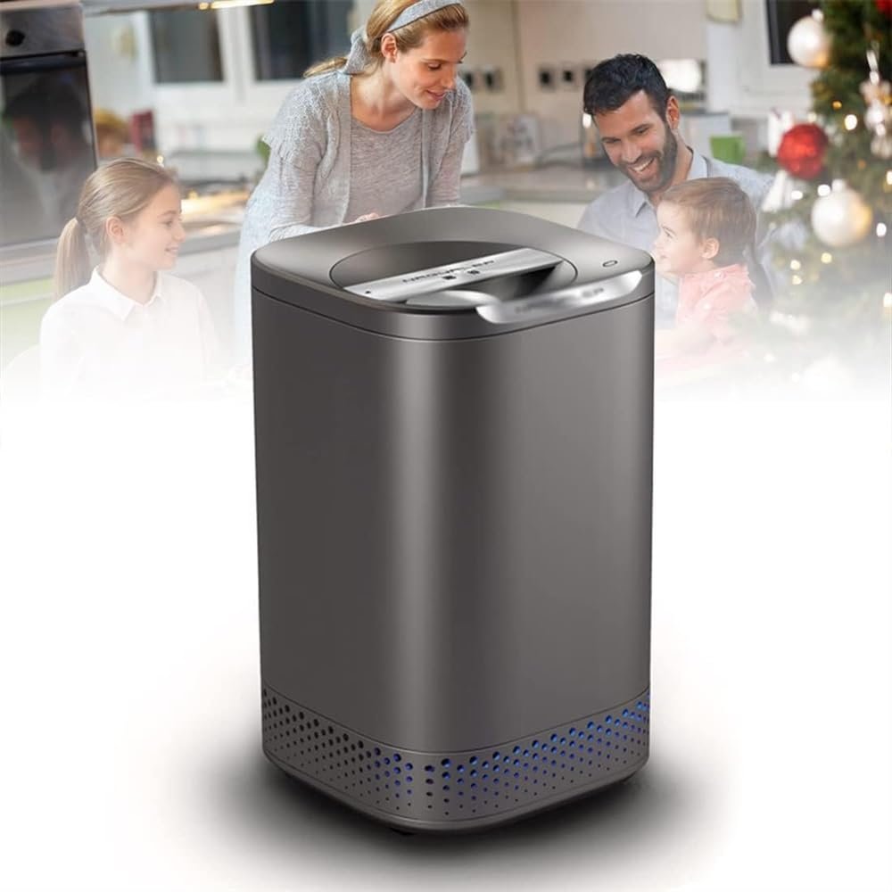 QIUFANGM Electric Food Waste Processor, 700W Smart Waste Kitchen Composter, 2.5L Capacity Countertop Automatic Food Waste Cycler, Turn Garbage to Compost and Low Noise and Quiet Design (Color : Grey)