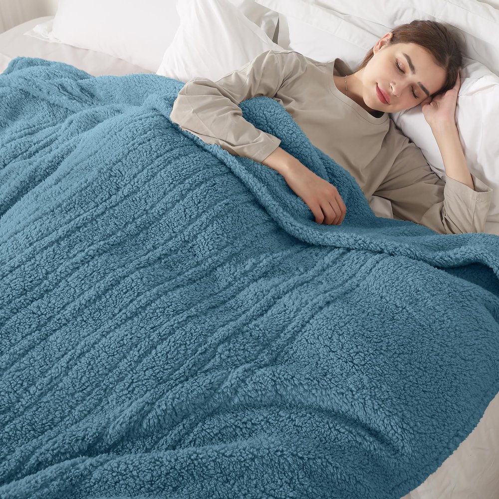 Heated Blanket Full Size Electric Heating Blanket with 6 Heating Levels & 1-10 Hours Adjustable Timer, Soft Cozy Sherpa Washable with ETL Certified for Whole Body, 72"X84", Slate Blue