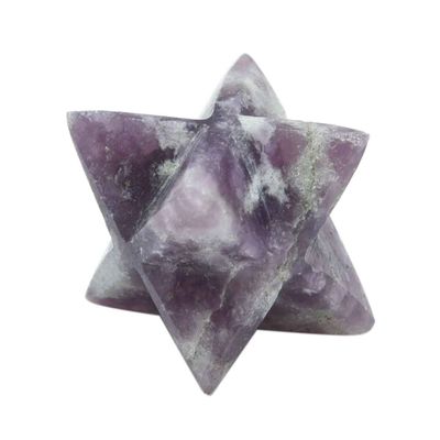 Blessfull Healing Reiki Gemstone Lepidolite 8 Point Star Merkaba 20 to 25 mm Approx