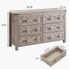 GIAJORYA 54" Wide Rustic Gray Dresser for Bedroom, Grey Wood Dresser with 6 Drawers Storage Cabinet for Livingroom,Gray Farmhouse TV Stand Light Rustic Oak Dresser for Hallway,Farmhouse view 2