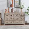 GIAJORYA 54" Wide Rustic Gray Dresser for Bedroom, Grey Wood Dresser with 6 Drawers Storage Cabinet for Livingroom,Gray Farmhouse TV Stand Light Rustic Oak Dresser for Hallway,Farmhouse view 3