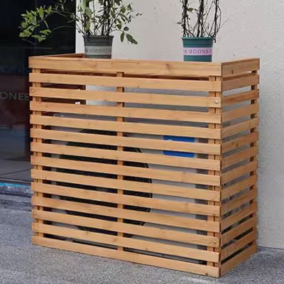 Air Conditioner Covers for Outside Window Units All Solid Wood Frame Fence to Hide Air Conditioner Dustproof and Waterproof, Suitable for Indoor and Outdoor ( Color : Rose pear color , Size : 120*60*1
