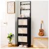 ARMERI Shoe Storage Cabinet for Entryway Slim, Free Standing Shoe Racks for Entryway, 3 Flip Drawers Shoe Organizer, Black Entryway Shoe Storage Organizer, with Double-Row Hooks,18650cm/7320in view 1