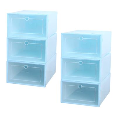 Hohopeti 6pcs Clamshell Shoe Storage Box Capacity Organizer for Sneakers High Heels and Boots Easy Access Drawer Design Heart