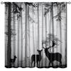 JanJCurt Grey Deer Curtains, Rustic Woodland Misty Foggy Forest Elk Wildlife Vintage Country Cabin Farmhouse Deer Doe and Fawn Print Window Treatments for Bedroom Living Room 63" W X 72" L view 1