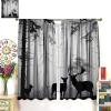 JanJCurt Grey Deer Curtains, Rustic Woodland Misty Foggy Forest Elk Wildlife Vintage Country Cabin Farmhouse Deer Doe and Fawn Print Window Treatments for Bedroom Living Room 63" W X 72" L view 3