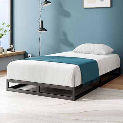 Zinus Joseph Low Profile 6 Inch Platform Bed Frame, Wood Slat Support, No Box Spring Needed, Eco Friendly WonderBox(TM) Packaging, Easy Assembly, Black, Twin