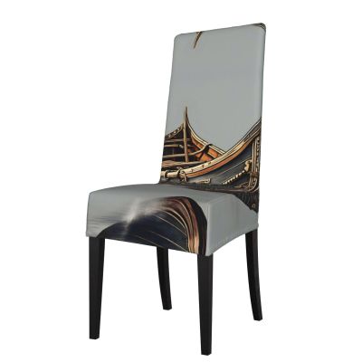Gerrit Old Viking Boats Print Stretch Dining Chair Covers Dining Protector Cover Seat Slipcovers for Hotel Dining Room