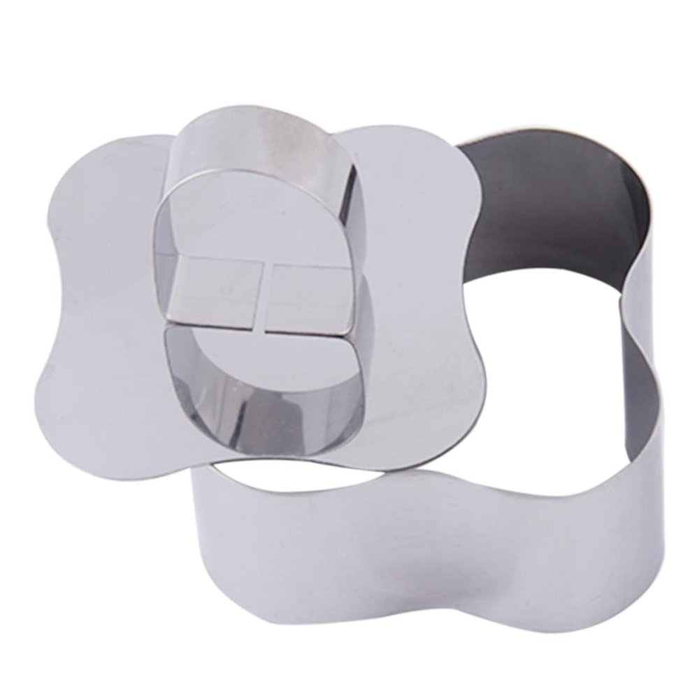 ABOOFAN Diy Stainless Steel Cake Molds Pusher Stainless Steel Mousse Rings for Baking Cookie Cutters Sushi Mold Vegetable Fruit Shape Cutters