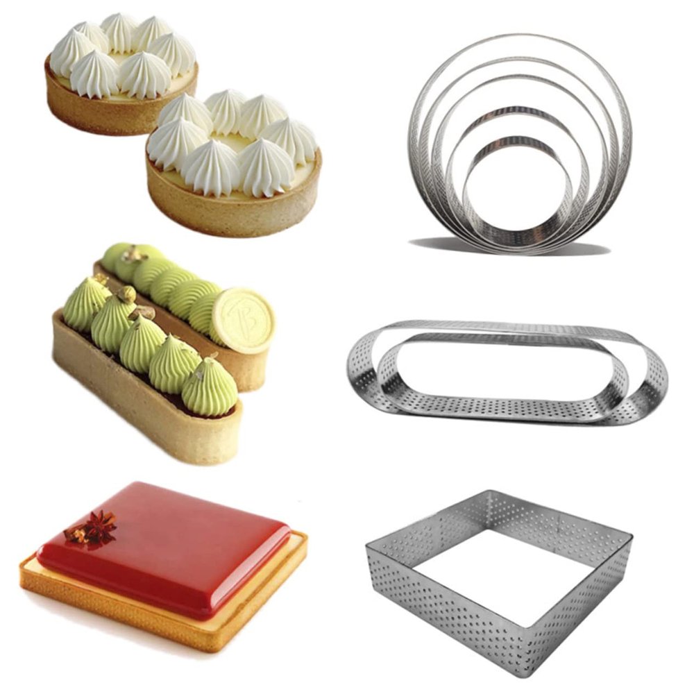 ABOOFAN Round Stainless Steel Tart Mold Non-stick Mousse Ring for Baking Pies Cakes and Desserts Easy to Clean for Pastry Making