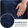 LIULIWEIFA Square Ottoman Cover Velvet Storage Ottoman Lid Covers Slipcover Large Footrest Stool Covers with Elastic Band Stretch Furniture Protector,Navy Blue,M view 3