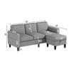 L-Shape Upholstered Sectional Sofa Couch, 3-Seat Modern Beige Cotton Sofa with Reversible Ottoman, 78" Chaise Lounge for Living, Apartment, Compact Space view 2