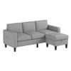 L-Shape Upholstered Sectional Sofa Couch, 3-Seat Modern Beige Cotton Sofa with Reversible Ottoman, 78" Chaise Lounge for Living, Apartment, Compact Space view 4