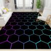 Abstract Gradient Honeycomb Area Rug, Geometric Hexagon Neon Indoor Non Slip Throw Accent Rug, Machine Washable Durable Carpet for Living Room Bedroom Dining Room Office - 5 ft x 7 ft view 1