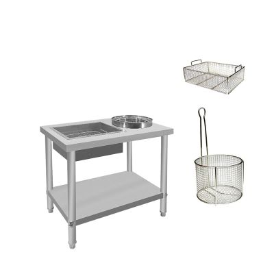 Breading Table Fried Chicken Preparation Station With Containers and Baskets Stainless Steel Fried Chicken Breading Worktop for Kitchen Restaurant Business Easy To Clean