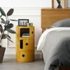 Round Nightstand with Drawers, Round Bedside Table 2/3/4 Tier Plastic Nightstand Storage, RoundStorage Cabinet with Sliding Door, Modern End Table Side Table, for Living Room, Bedroom, Bathroom view 2