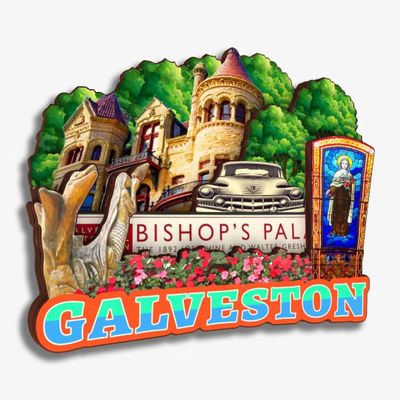 Galveston Texas USA America Fridge Magnet 3D Wooden City Travel Souvenirs Handmade Crafts Refrigerator Magnets Stickers Home Decor Collection Gift