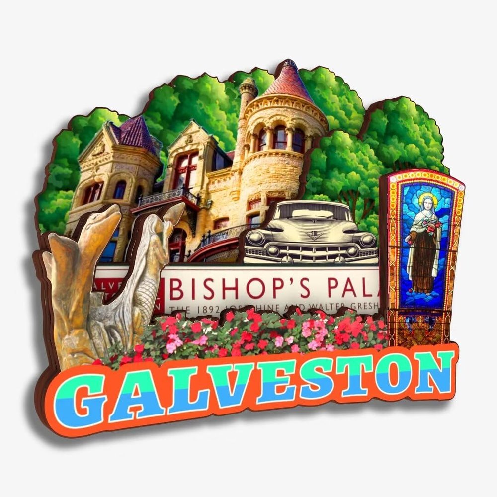 Galveston Texas USA America Fridge Magnet 3D Wooden City Travel Souvenirs Handmade Crafts Refrigerator Magnets Stickers Home Decor Collection Gift