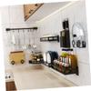 ABOOFAN Multi-functional Kitchen Storage Rack -shaped Hooks Wall-mounted Organizer for Pots Pans and Utensils Includes Adhesive and Screws Black view 3
