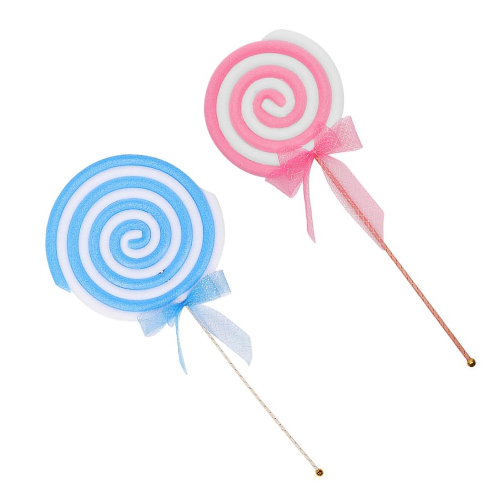 HOOTNEE 2pcs Realistic Fake Lollipop Models Eye-catching Candy Prop for Photo Shoots Wedding Party Decorations Lightweight Decorative Ornaments Red Blue