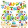 45Pcs Summer Beach Party Decorations Beach Theme Pool Birthday Party Supplies Including Birthday Banner Cake Toppers Balloons Set for Hawaiian Luau Party view 1