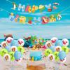 45Pcs Summer Beach Party Decorations Beach Theme Pool Birthday Party Supplies Including Birthday Banner Cake Toppers Balloons Set for Hawaiian Luau Party view 2