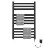 DFBIQKLS Heated Towel Rack, Wall Mounted Electric Towel Warmer for Bathroom with Built-in Timer and LED Indicator, Aluminum Heated Drying Rack, 400W, Black view 1