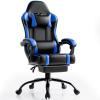 Ergonomic Gaming Chair with Footrest, PU Leather Video Game Chairs for Adults, Reclining Gamer Chair Office Chair with Lumbar Support, Comfortable Computer Chair for Heavy People (Blue) view 1