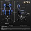 Ergonomic Gaming Chair with Footrest, PU Leather Video Game Chairs for Adults, Reclining Gamer Chair Office Chair with Lumbar Support, Comfortable Computer Chair for Heavy People (Blue) view 3