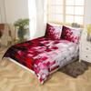 Abstract Squares Kids Duvet Cover Set Twin Size,Geometric Plaids Artwork Patchwork Bedding Set,Girls Boys Women Room Decor,Checkered Paint Modern Comforter Cover,Red White Quilt Cover,1 Pillowcase view 3