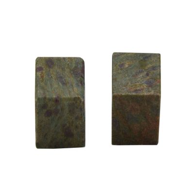 Blessfull Healing Reiki Ruby Fuchsite Cube Shape Stone 0.5" to 1" Inches Approx Set of 2 Pcs