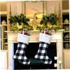 Cabilock 1pc Christmas Hanging Socks Decorative Grid Pouch for Tree Adornment Black Style for Surprising Treats and Candies view 4