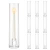 Biuitug Glass Hurricane Candle Holder: 10 Pcs Tapered Candlestick Holders Bulk with Cylinder Sleeves Tall Glass Candle Holder Large Clear Candle Stand for Wedding Birthday Party Christmas Home view 1