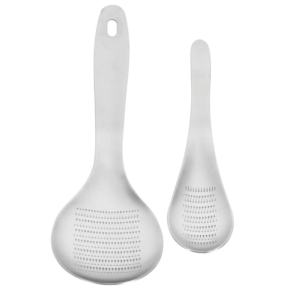 Baluue Stainless Steel Garlic Grinder and Ginger Crusher Spoon Manual Kitchen Grater Tool for Food Prep and Fruit Vegetable Grating Portable Size 8.46X2.76In